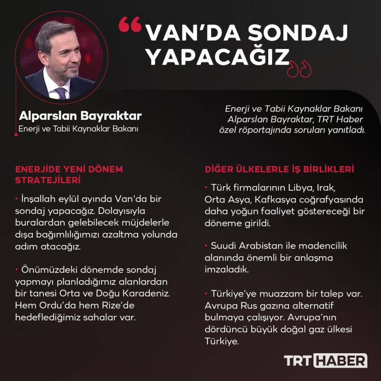 Bakan Bayraktar: Bizim temel hedefimiz şu. Türkiye’de aranmadık hiçbir yerin kalmaması